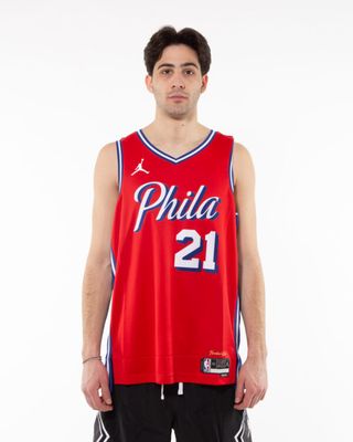 NIKE NBA PHILA EMBIID STM JERSEY RED