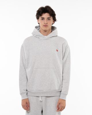 BACK DOOR PREMIUM PATCH HOODIE LIGHT GREY MELANGE