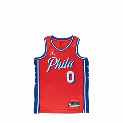 NIKE NBA SIXERS MAXEY STM JERSEY RED
