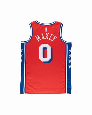 DO9539-662-r NIKE NBA SIXERS MAXEY STM JERSEY RED