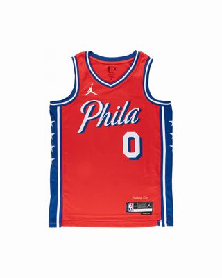 DO9539-662 NIKE NBA SIXERS MAXEY STM JERSEY RED
