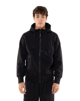 C.P. COMPANY GOGGLE ZIPPED HOODIE BLACK