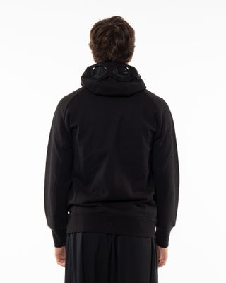 C.P. COMPANY GOGGLE ZIPPED HOODIE BLACK