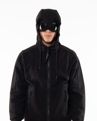 C.P. COMPANY GOGGLE ZIPPED HOODIE BLACK