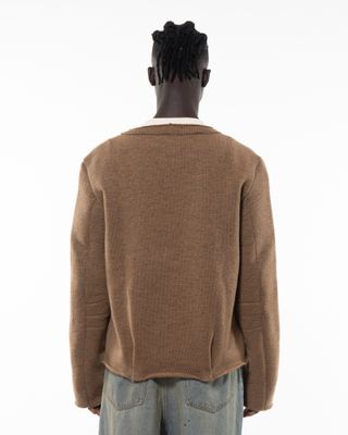 424 V NECK SWEATER BROWN