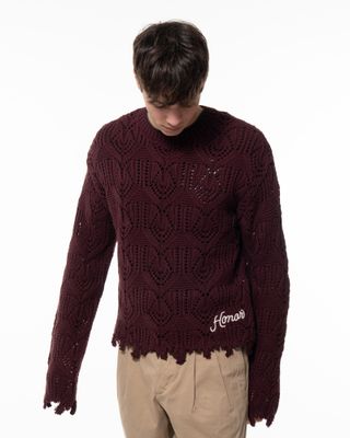 HONOR THE GIFT CABLE SWEATER BERRY