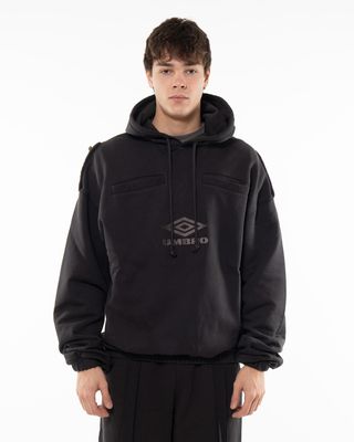 UMBRO MEDAL MASKED HOODIE WASHED BLACK