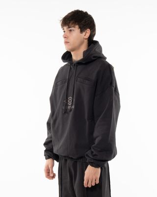 UMBRO MEDAL MASKED HOODIE WASHED BLACK