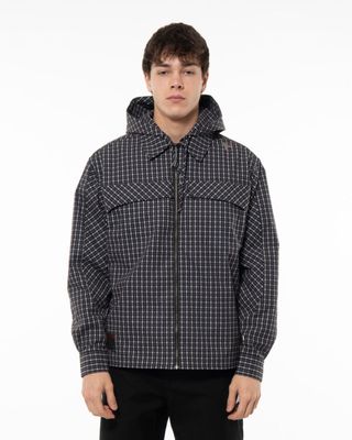 ROA AAIR FLOWEAVE CHECK LS HOODED SHIRT