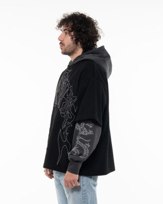 PLEASURES DRAGON LAYERED HOODIE BLACK