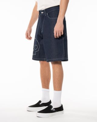 apparel-153 PLEASURES ZERO SKULL JORTS RAW DENIM