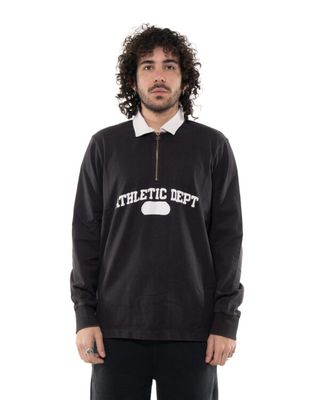 CHAMPION TIME CAPSULE LS ZIP POLO BLACK