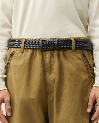 C.P. COMPANY BRAIDED LEATHER BELT BLACK