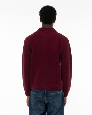 ARTE STENCIL ZIP CARDIGAN BORDEAUX