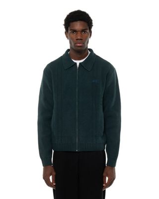 ARTE CABLE KNIT ZIP CARDIGAN GREEN