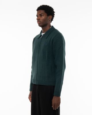 ARTE CABLE KNIT ZIP CARDIGAN GREEN