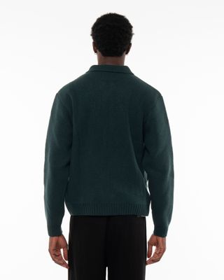 ARTE CABLE KNIT ZIP CARDIGAN GREEN