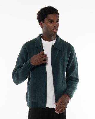 ARTE CABLE KNIT ZIP CARDIGAN GREEN