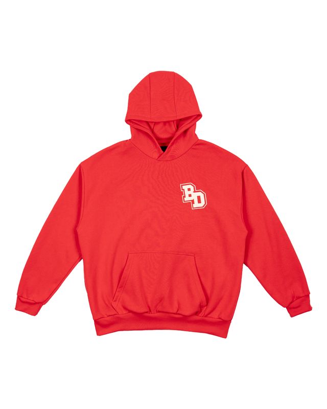 BD02RED BACK DOOR COLLEGE HOODIE CHRISTMAS RED
