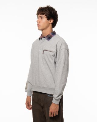 PLEASURES TOWN POLO SWEATSHIRT GREY