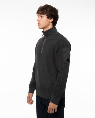 C.P. COMPANY BRUSHED POLO COLLAR SWEAT