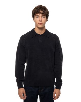 C.P. COMPANY CHENILLE POLO SWEATER