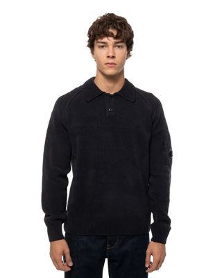 C.P. COMPANY CHENILLE POLO SWEATER