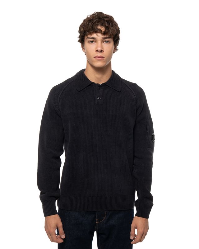 C.P. COMPANY CHENILLE POLO SWEATER