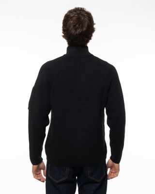 C.P. COMPANY WAFFLE KNIT LENS CARDIGAN
