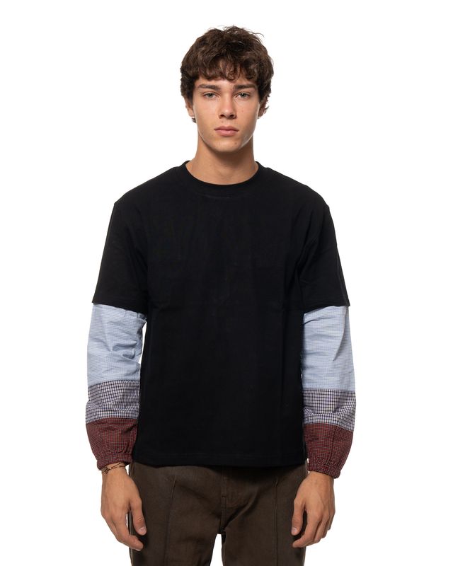 PLEASURES TARTAN HEAVY LS TEE BLACK