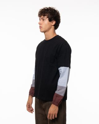 PLEASURES TARTAN HEAVY LS TEE BLACK