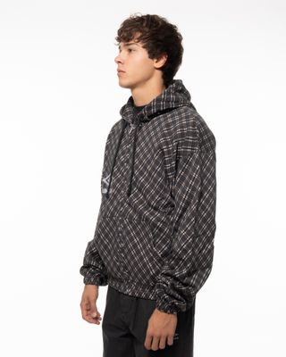 UMBRO PLAID MASKED HOODIE BROWN