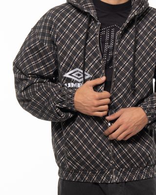 UMBRO PLAID MASKED HOODIE BROWN