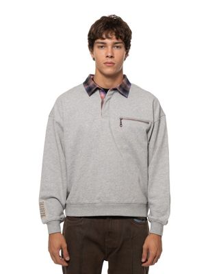 PLEASURES TOWN POLO SWEATSHIRT GREY