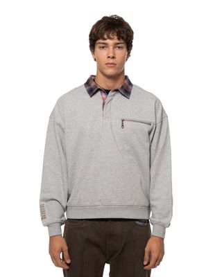PLEASURES TOWN POLO SWEATSHIRT GREY