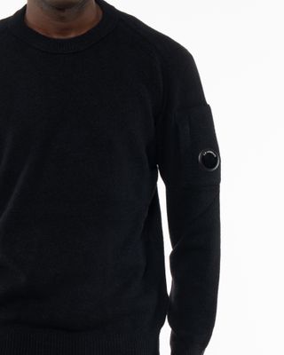 C.P. COMPANY FLEECE KNIT CREWNECK BLACK