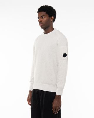 C.P. COMPANY FLEECE KNIT CREWNECK WHITE