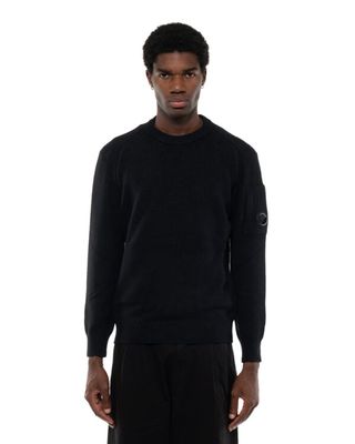 C.P. COMPANY FLEECE KNIT CREWNECK BLACK