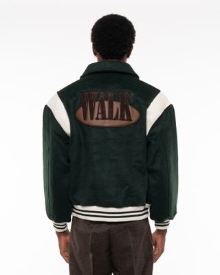 WALK IN PARIS WOOL VARSITY JACKET GREEN