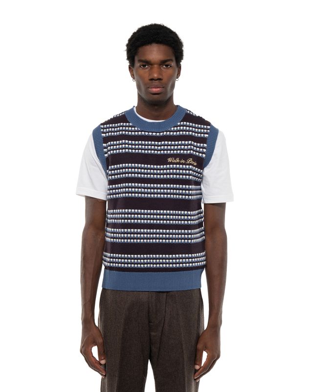 WALK IN PARIS WOOL STRIPED KNIT VEST