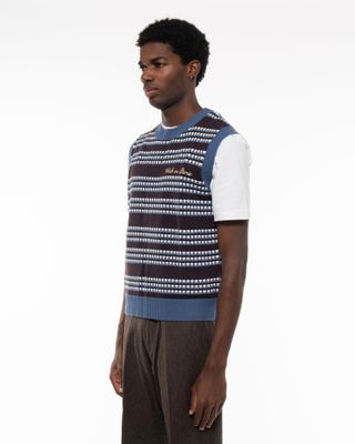 WALK IN PARIS WOOL STRIPED KNIT VEST