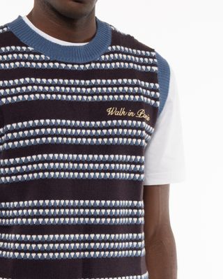 WALK IN PARIS WOOL STRIPED KNIT VEST