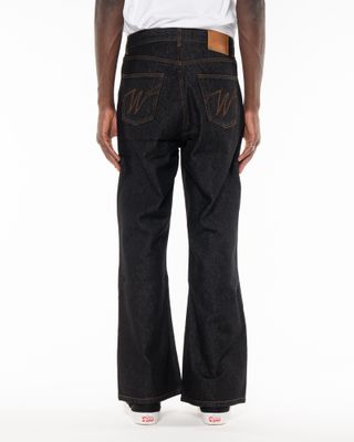 WALK IN PARIS RAW BLACK DENIM FLAIR PANT