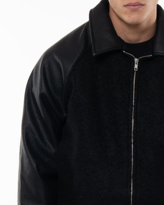 ARTE LEATHER VARSITY JACKET BLACK